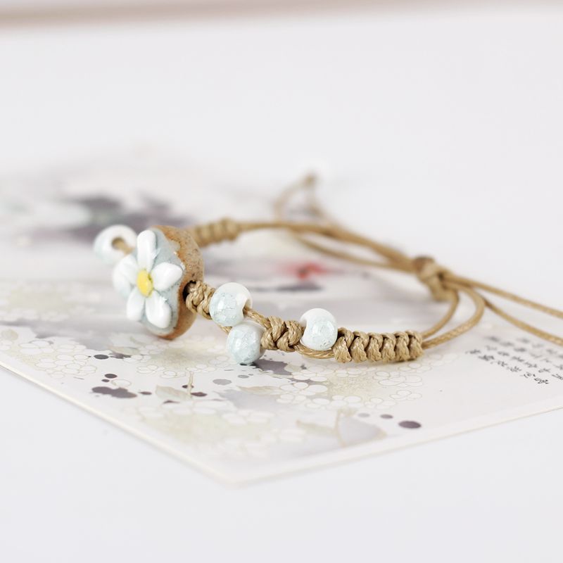 3pcs Set of Fresh Hand-Pinched Flower Ceramic Bracelets